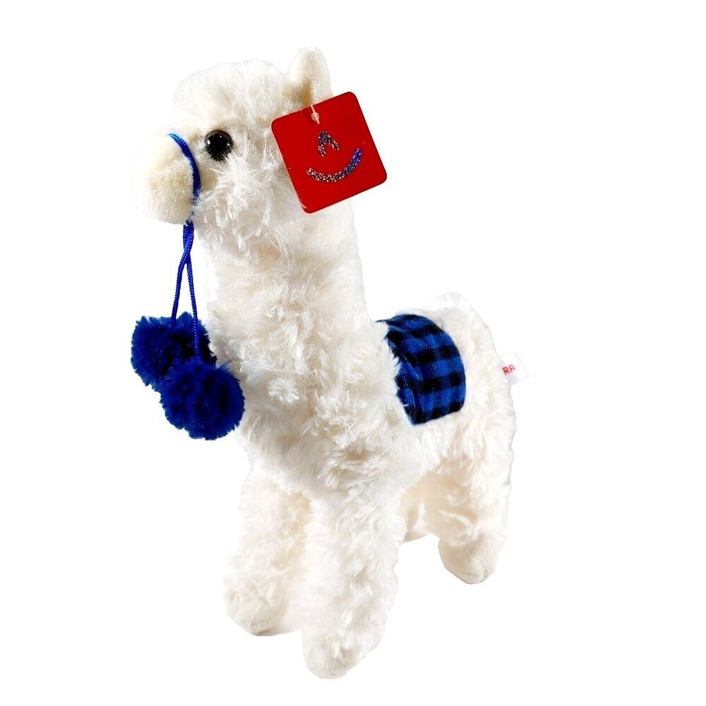 Checkers The Alpaca  Blue 12" Plush Doll Stuffed Animal White NEW